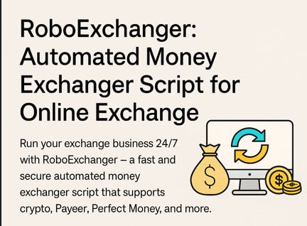 RoboExchanger automated money exchanger script interface showing online exchange dashboard