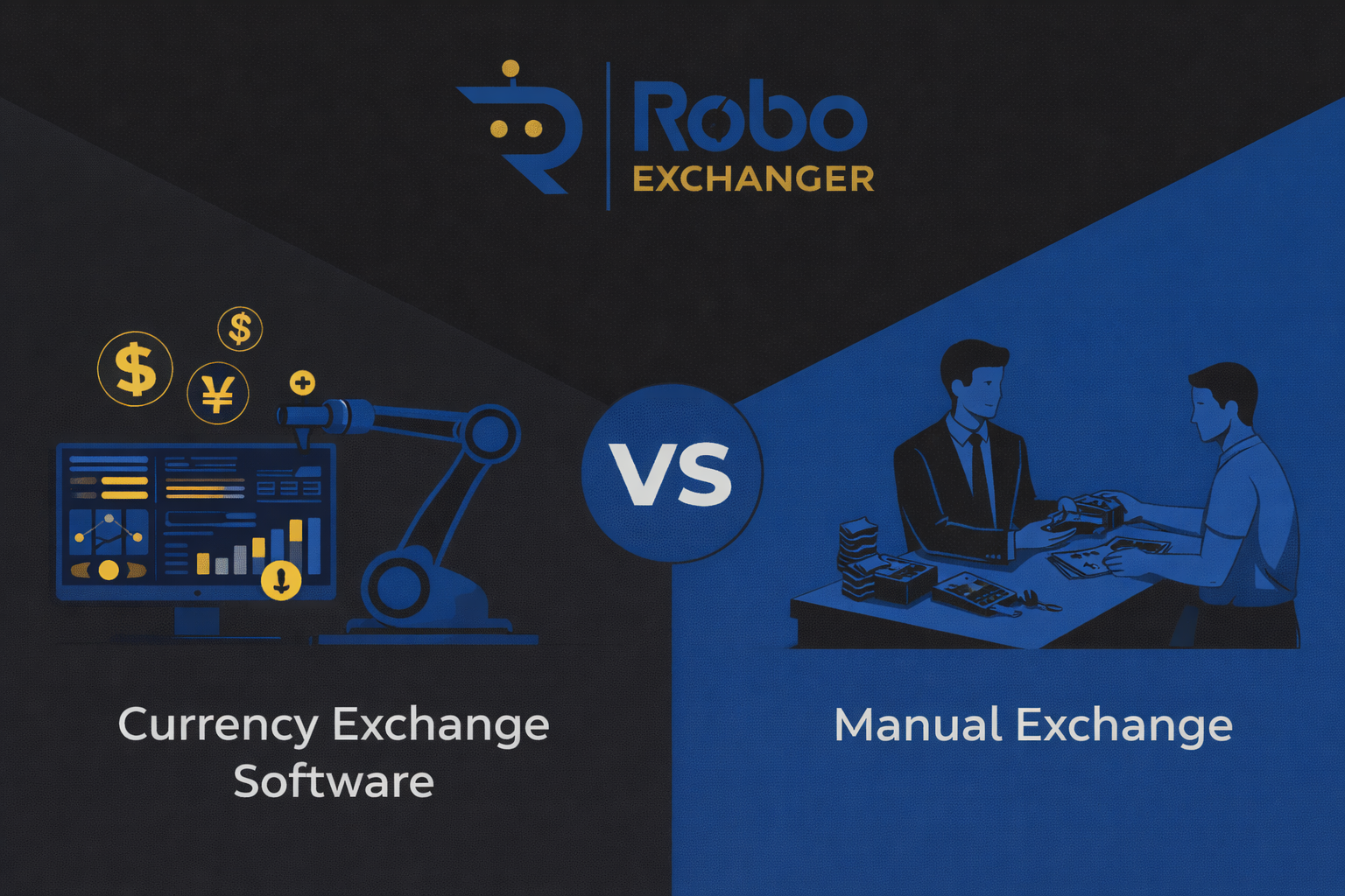 Currency exchange software vs manual exchange by RoboExchanger