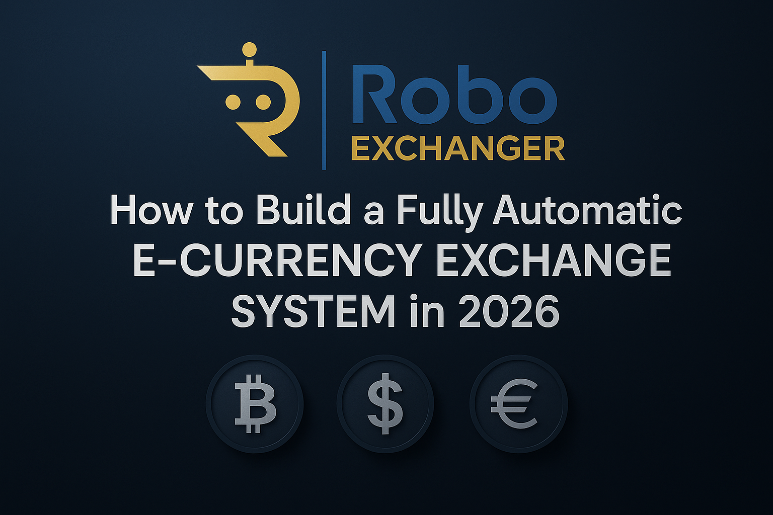 RoboExchanger feature image showing neon futuristic design with the title How to Build a Fully Automatic E-Currency Exchange System in 2026