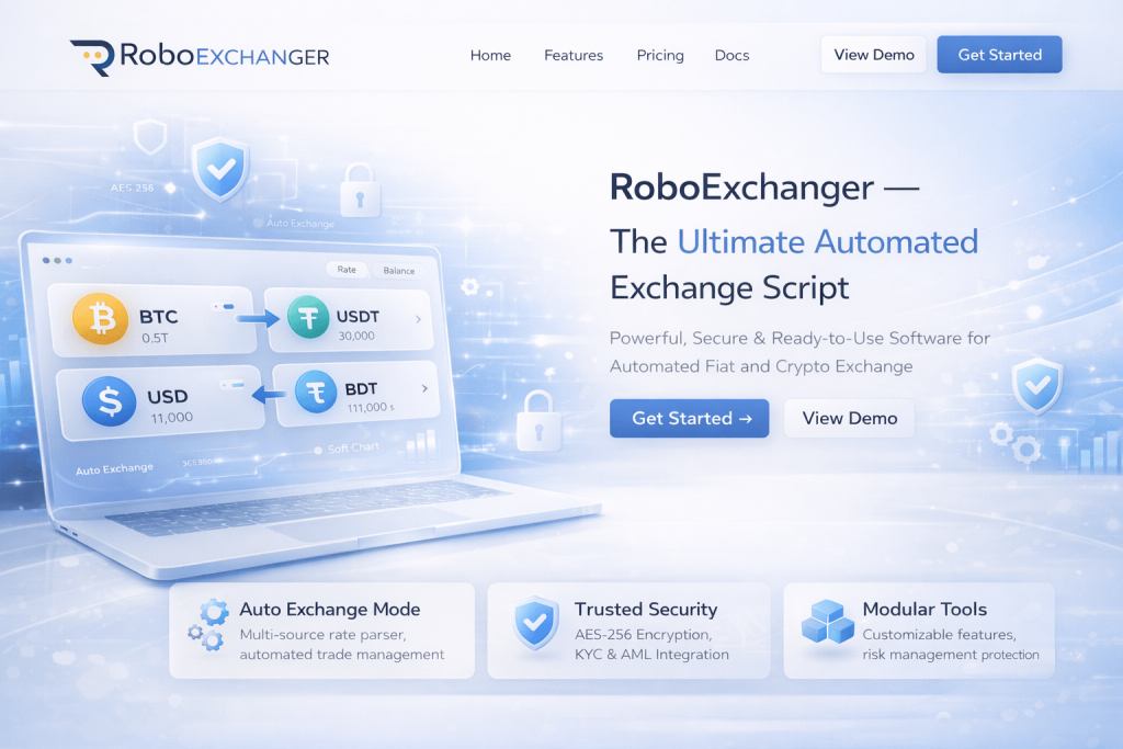 RoboExchanger automated Currency Exchange Scripts with payment gateway integration and secure transaction system