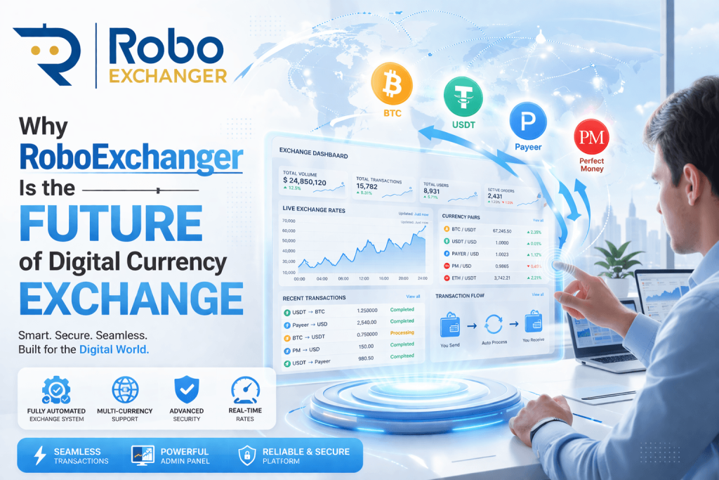 RoboExchanger money exchange script dashboard with multi-currency support and automated transaction system